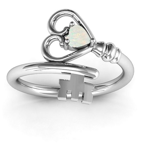 Key to Her Heart Ring – Sterling Silver with Opal