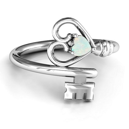 Key to Her Heart Ring – Sterling Silver with Opal