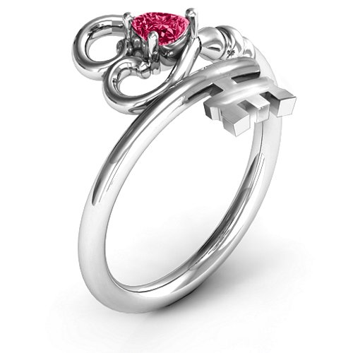Key to Her Heart Ring – Sterling Silver with Ruby