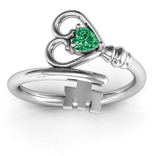 Key to Her Heart Ring – Sterling Silver with Emerald