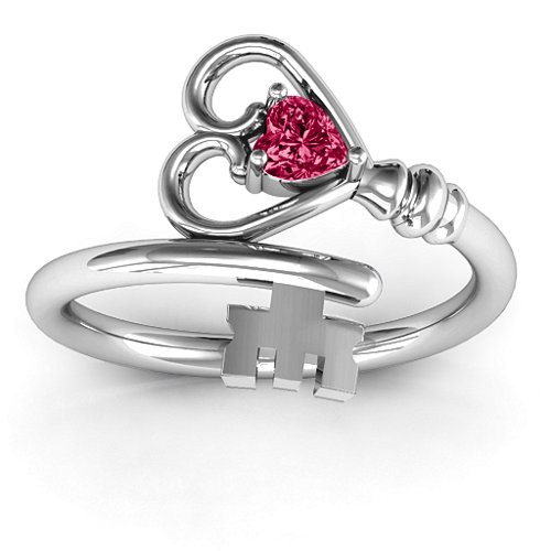 Key to Her Heart Ring – Sterling Silver with Ruby