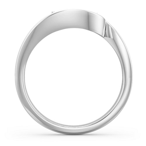 Engravable Double Heart Gemstone Wave Ring – Sterling Silver with Cubic Zirconia and Garnet