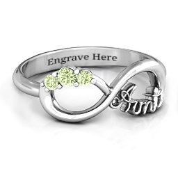Aunt's Infinite Love Ring with Stones in 925 Sterling Silver with Peridot