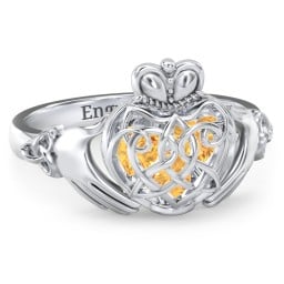 Caged Hearts Celtic Claddagh Ring