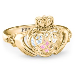 Caged Hearts Celtic Claddagh Ring