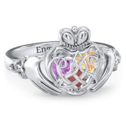 Caged Hearts Celtic Claddagh Ring