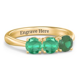 Radiant Trinity Ring in 18K Gold Plated Silver with Emerald