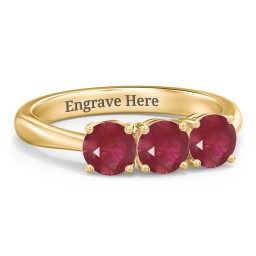 Radiant Trinity Ring in 18K Gold Plated Silver with Ruby
