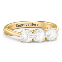 Radiant Trinity Ring in 10K Solid Yellow Gold with Cubic Zirconia