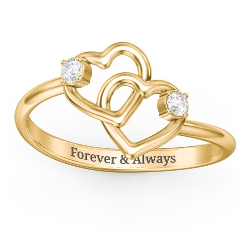 Linked in Love Ring – 18K Gold Plated Silver with Lab Diamond