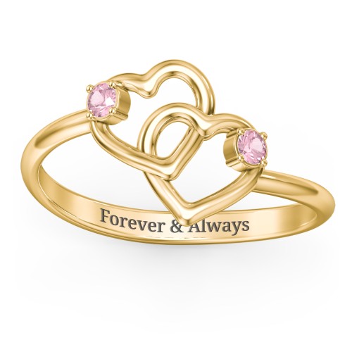 Linked in Love Ring – 18K Gold Plated Silver with Pink Tourmaline