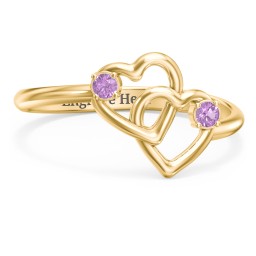 Linked in Love Ring in 18K Gold Plated Silver with Amethyst