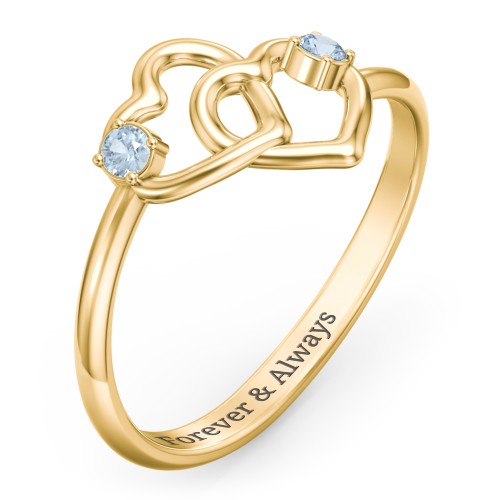 Linked in Love Ring – 18K Gold Plated Silver with Blue Topaz