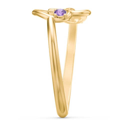 Linked in Love Ring – 18K Gold Plated Silver with Amethyst