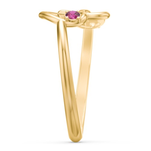 Linked in Love Ring – 18K Gold Plated Silver with Ruby