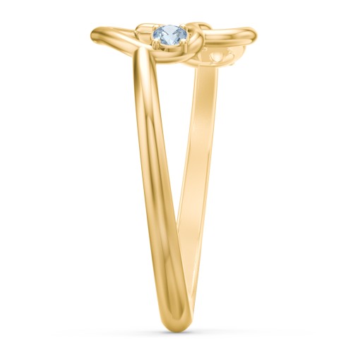 Linked in Love Ring – 18K Gold Plated Silver with Blue Topaz