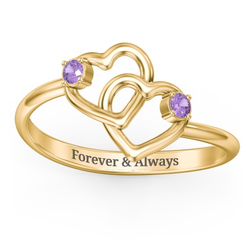 Linked in Love Ring – 18K Gold Plated Silver with Amethyst