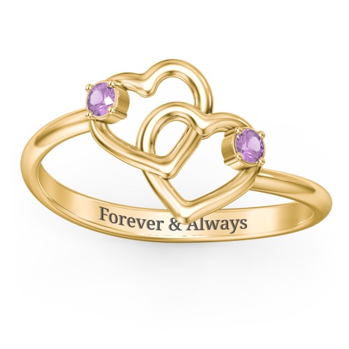 Linked in Love Ring – 18K Gold Plated Silver with Amethyst