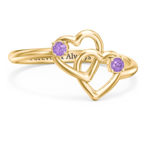 Linked in Love Ring – 18K Gold Plated Silver with Amethyst