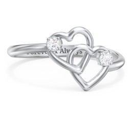 Linked in Love Ring in 925 Sterling Silver with Diamond