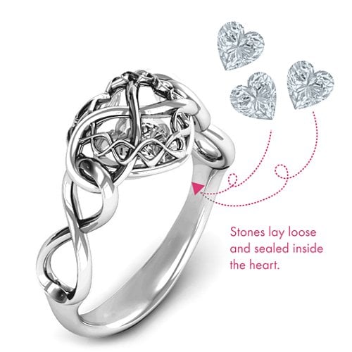My Infinite Love Caged Hearts Ring