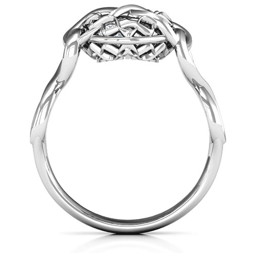 My Infinite Love Caged Hearts Ring – Sterling Silver with Cubic Zirconia