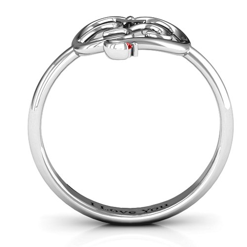 Spiritual Heart Om Ring – Sterling Silver with Garnet