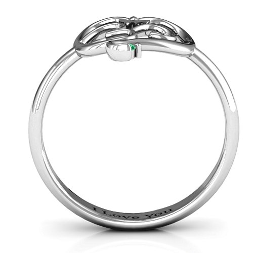 Spiritual Heart Om Ring – Sterling Silver with Emerald