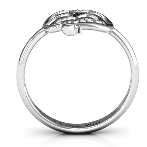 Spiritual Heart Om Ring – Sterling Silver with Peridot