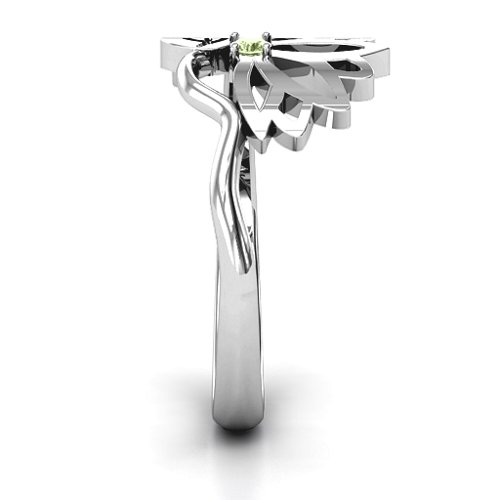 Leaves and Lotus Wrap Ring – Sterling Silver with Peridot
