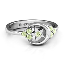 Beautiful Night Ring in 925 Sterling Silver with Peridot