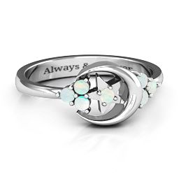Beautiful Night Ring in 925 Sterling Silver with Opal