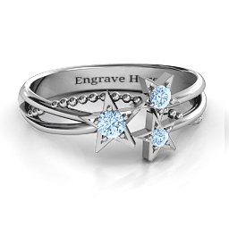 Twinkling Starlight Ring in 925 Sterling Silver with Aquamarine