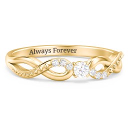 Double Infinity Gemstone Ring with Accents in 18K Gold Plated Silver with Diamond