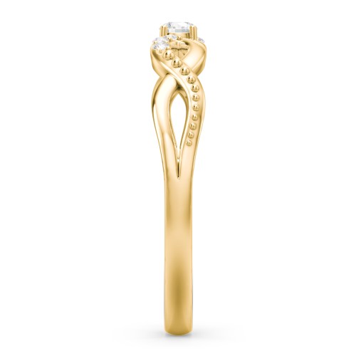 Double Infinity Gemstone Ring with Accents – 18K Gold Plated Silver with Diamond