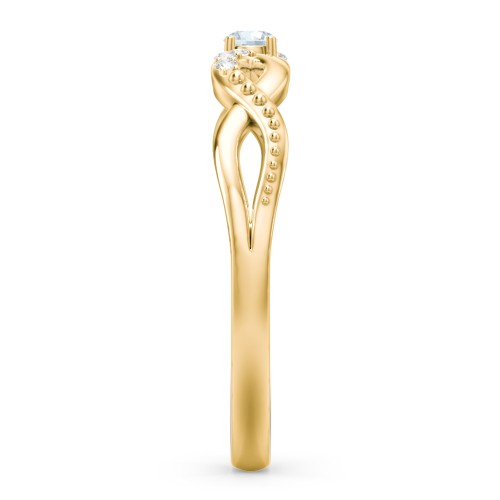 Double Infinity Gemstone Ring with Accents – 18K Gold Plated Silver with Aquamarine and White Premium Zirconia