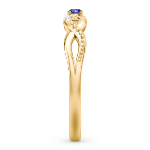 Double Infinity Gemstone Ring with Accents – 18K Gold Plated Silver with Blue Sapphire and Diamond