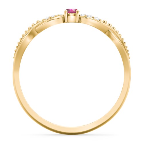 Double Infinity Gemstone Ring with Accents – 18K Gold Plated Silver with Ruby and White Premium Zirconia