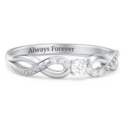 Double Infinity Gemstone Ring with Accents in 925 Sterling Silver with Lab Diamond
