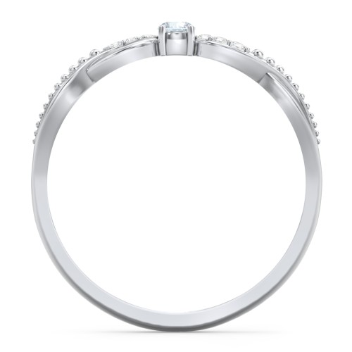 Double Infinity Gemstone Ring with Accents – Sterling Silver with Aquamarine and White Premium Zirconia