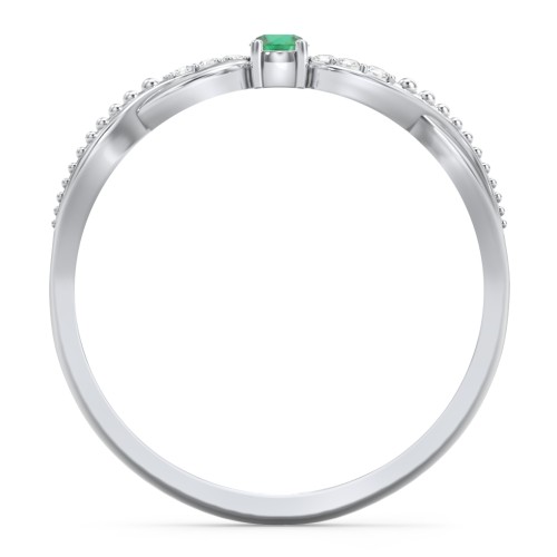 Double Infinity Gemstone Ring with Accents – Sterling Silver with Emerald and White Premium Zirconia