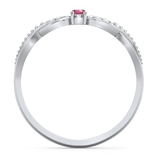Double Infinity Gemstone Ring with Accents – Sterling Silver with Ruby and White Premium Zirconia
