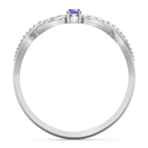 Double Infinity Gemstone Ring with Accents – Sterling Silver with Blue Sapphire and White Premium Zirconia