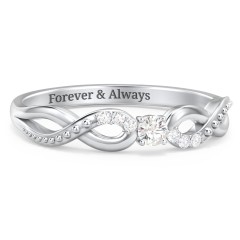 Double Infinity Gemstone Ring with Accents – 10K White Gold with Cubic Zirconia and White Premium Zirconia