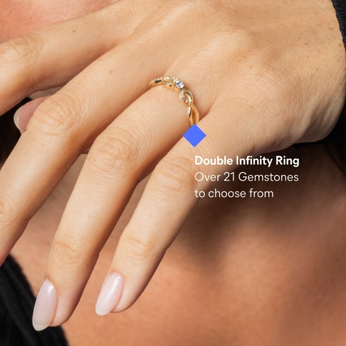 Double Infinity Gemstone Ring with Accents – 10K White Gold with Cubic Zirconia and White Premium Zirconia