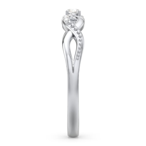 Double Infinity Gemstone Ring with Accents – 10K White Gold with Cubic Zirconia and White Premium Zirconia
