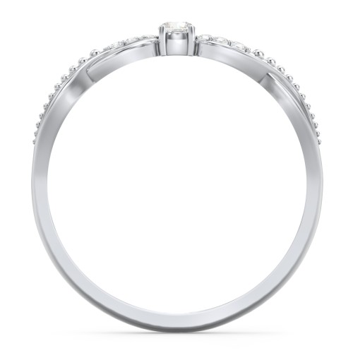 Double Infinity Gemstone Ring with Accents – 10K White Gold with Cubic Zirconia and White Premium Zirconia