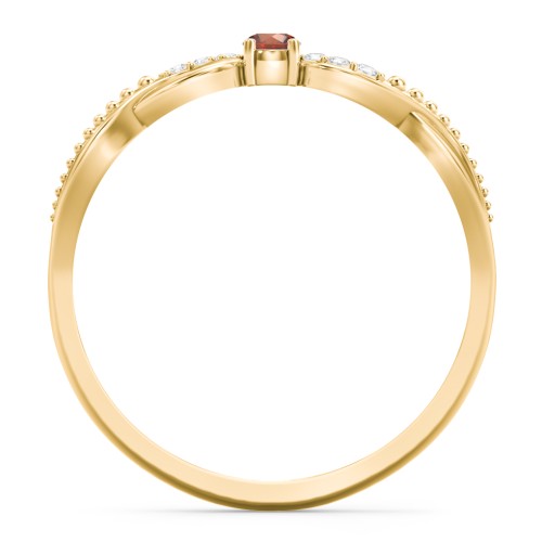 Double Infinity Gemstone Ring with Accents – 10K Yellow Gold with Garnet and White Premium Zirconia