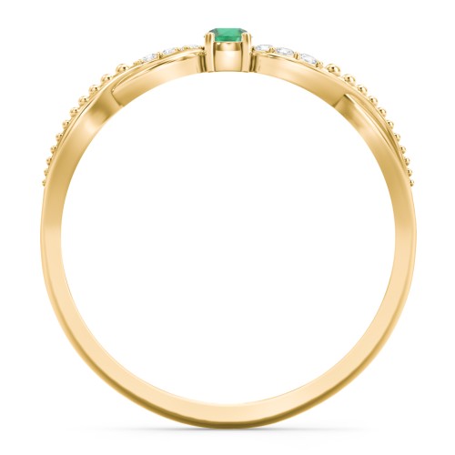 Double Infinity Gemstone Ring with Accents – 10K Yellow Gold with Emerald and White Premium Zirconia