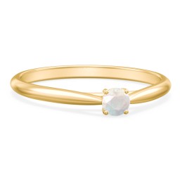 Classic Solitaire Sparkle Ring in 18K Gold Plated Silver with Opal